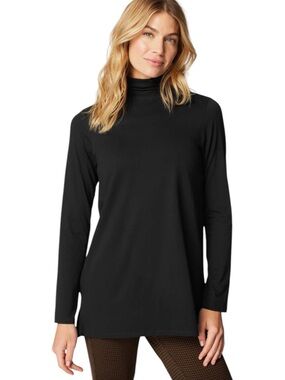J.Jill Women’s Luxe Supima Cotton Blend Turtleneck Tunic Top Black NWOT Small